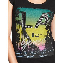 Dámské černé tričko Guess Wyatt Los Angeles