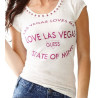 Dámské tričko Guess Love Las Vegas smet.bílé s kamínky