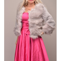 Dámský kožíšek z umělé kožešiny kožich imitace světle šedá barva