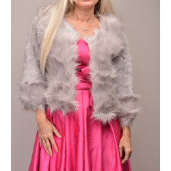 Dámský kožíšek z umělé kožešiny kožich imitace světle šedá barva