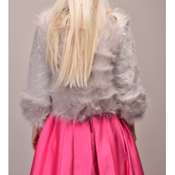 Dámský kožíšek z umělé kožešiny kožich imitace světle šedá barva