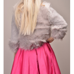 Dámský kožíšek z umělé kožešiny kožich imitace světle šedá barva