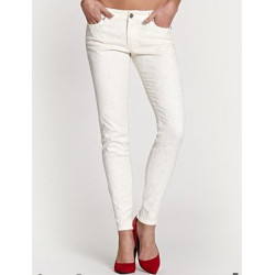 Dámské kalhoty G by GUESS Joni Jacquard smetanově bílé džíny