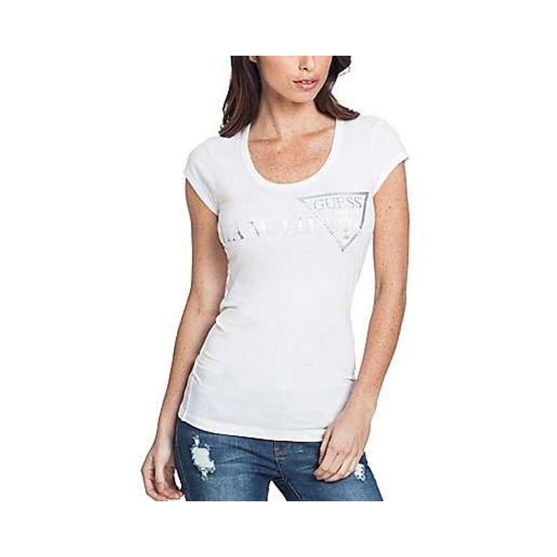 Dámské bílé tričko Guess Hawaii logo