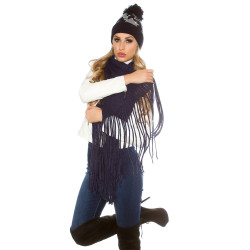 Pletená dámská čepice Koucla černá s hvězdičkami