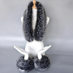 kožešinové boa - šála - límec + lemy rukávů šedé barvy