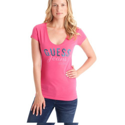 Dámské tričko Guess Ingrid růžové s nápisem