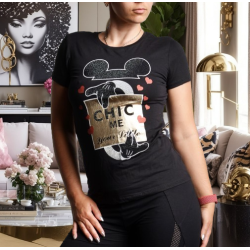 Dámské tričko s potiskem myšáka a s kamínky