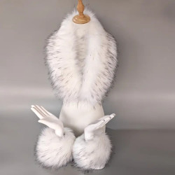 kožešinové boa - šála - límec + lemy rukávů bílé barvy