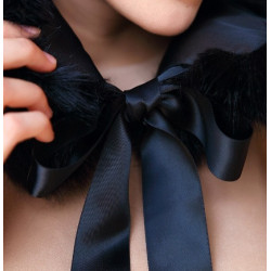 Kožešinový límec černé barvy s černou stužkou