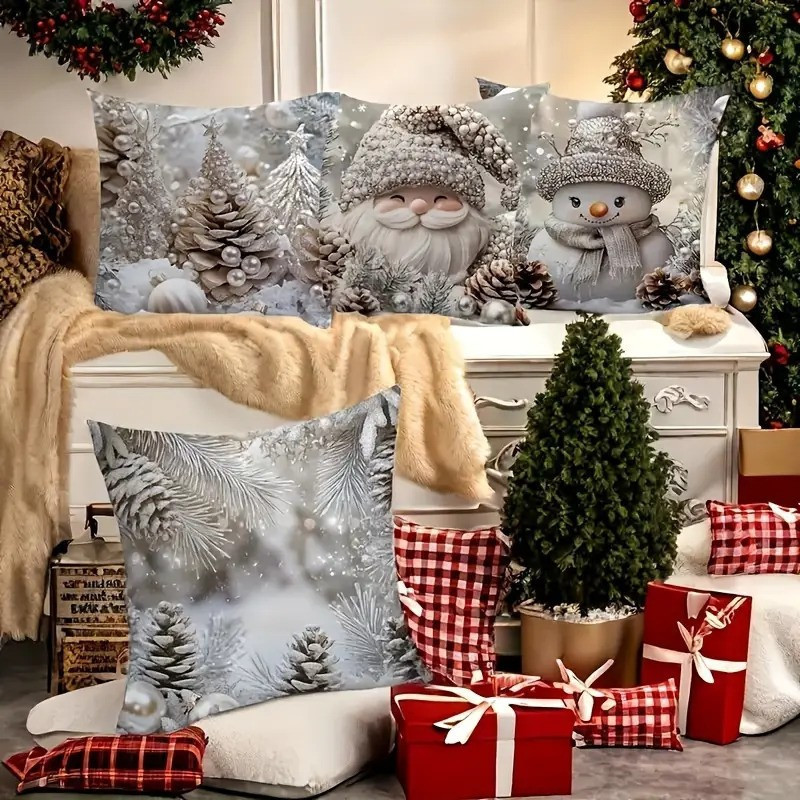 Sada vánočních povlaků na polštářky snow
