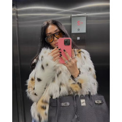 Dámský kožíšek z umělé kožešiny kožich sněžný leopard