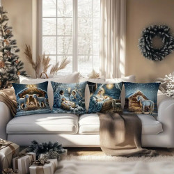 Sada vánočních povlaků na polštářky s Ježíškem