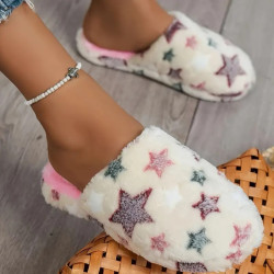 Dámské vánoční papuče - růžovobílé pantofle s hvězdičkami
