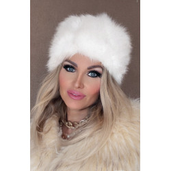Kožešinová čepice imitace lišky odstín sněhově bílý