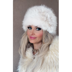 Kožešinová čepice imitace lišky odstín holubí šeď