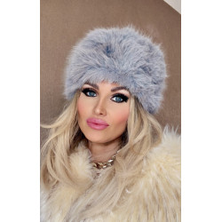 Kožešinová čepice imitace lišky odstín tmavě šedá