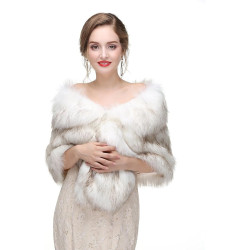 Kožešinové boa bílá šála s melírem na společenské / plesové šaty