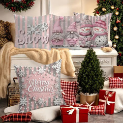 Sada vánočních povlaků na polštářky růžové Elfi