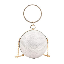Dámská společenská řetízková kabelka stříbrná třpytivá koule s kamínky
