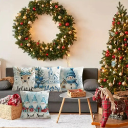 Sada vánočních povlaků na polštářky modré Believe