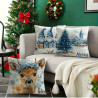 Sada vánočních povlaků na polštářky modré se srnečkou