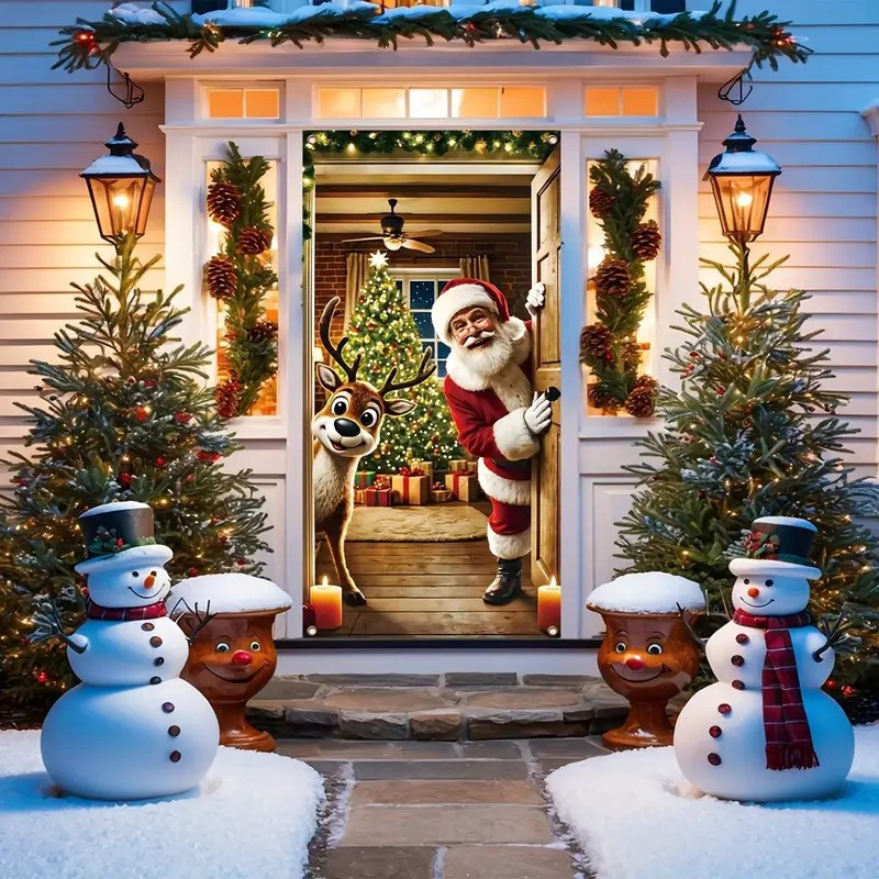 Vánoční banner - dekorace dveří předního vchodu