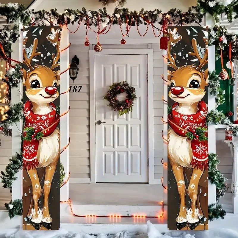 Vánoční vlajky - bannery - dekorace dveří předního vchodu 2 ks