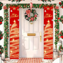 Vánoční vlajky - bannery - dekorace dveří předního vchodu 2 ks