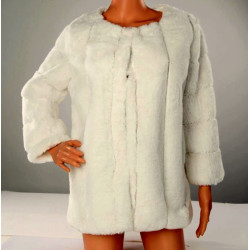 Dámský kožíšek z umělé kožešiny smetanově bílý kožich