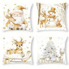 Sada vánočních povlaků na polštářky béžová + bílá s jelínky