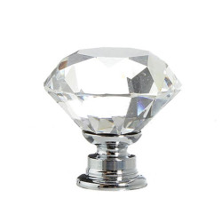 Nábytková knopka / skleněná úchytka na nábytek / zásuvky - tvar diamant 3 cm