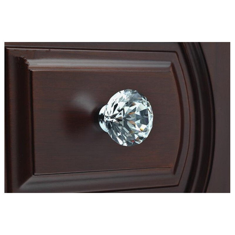 Nábytková knopka / skleněná úchytka na nábytek / zásuvky - tvar diamant 3 cm