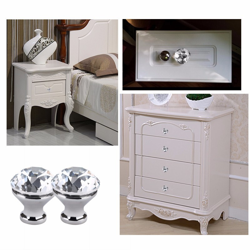 Nábytková knopka / skleněná úchytka na nábytek / zásuvky - tvar diamant průměr 2 cm