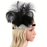 Luxusní čelenka styl Great Gatsby - 20.léta s pávím peřím a štrasovým kamínky