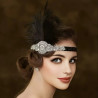 Luxusní čelenka styl Great Gatsby - 20.léta s pávím peřím a štrasovým kamínky