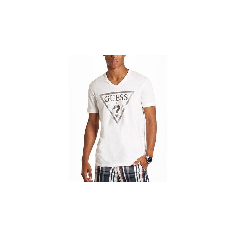 Pánské tričko Guess Bordeaux bílé triko