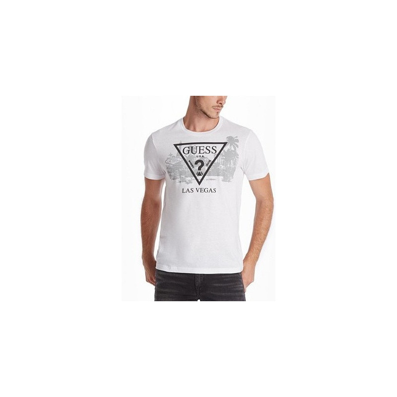 Pánské tričko Guess Las Vegas bílé triko