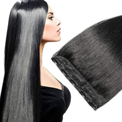 Clip in vlasy - 60 cm dlouhý pás vlasů odstín 1 uhlově černá rovné