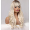 Paruka s ofinou platinová blond ombre - přirozeně vlnité