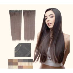 Clip in vlasy - 60 cm dlouhý pás vlasů odstín 8 světle hnědá rovné