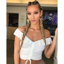 Příčesek - vlasy - 2 x dlouhý cop na zapletení blond melír