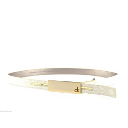 Dámský opasek Calvin Klein bílobéžový se zlatou sponou