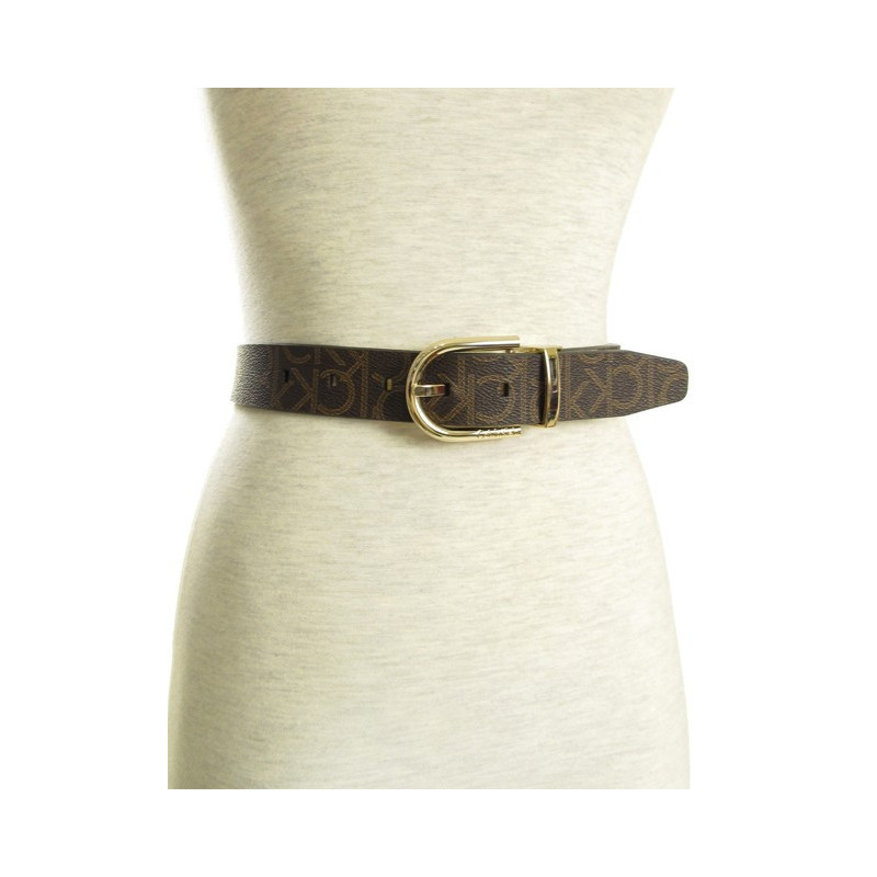 Dámský oboustranný opasek Calvin Klein hnědo zlaté barvy