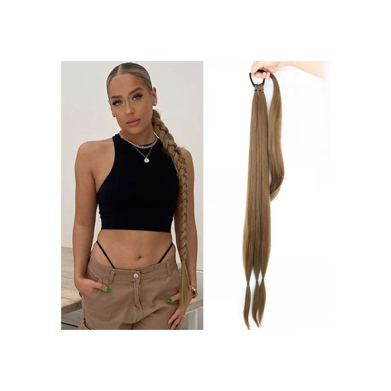 Příčesek - vlasy - dlouhý cop na zapletení odstín 30 světle hnědá 85 cm