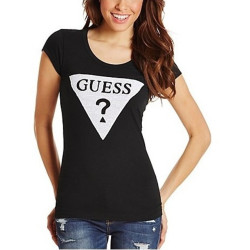 Dámské tričko Guess Tracy Logo - černé triko s flitry