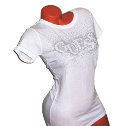 Dámské tričko Guess Lunette bílé triko s kamínky