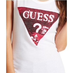 Dámské tričko Guess Tracy Logo - bílé triko s flitry
