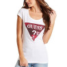 Dámské tričko Guess Tracy Logo - bílé triko s flitry