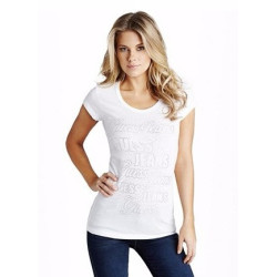 Dámské tričko Guess Doris bílé triko s kamínky